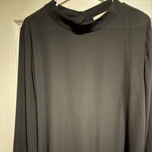 Loft black top. Button back. Mock neck.